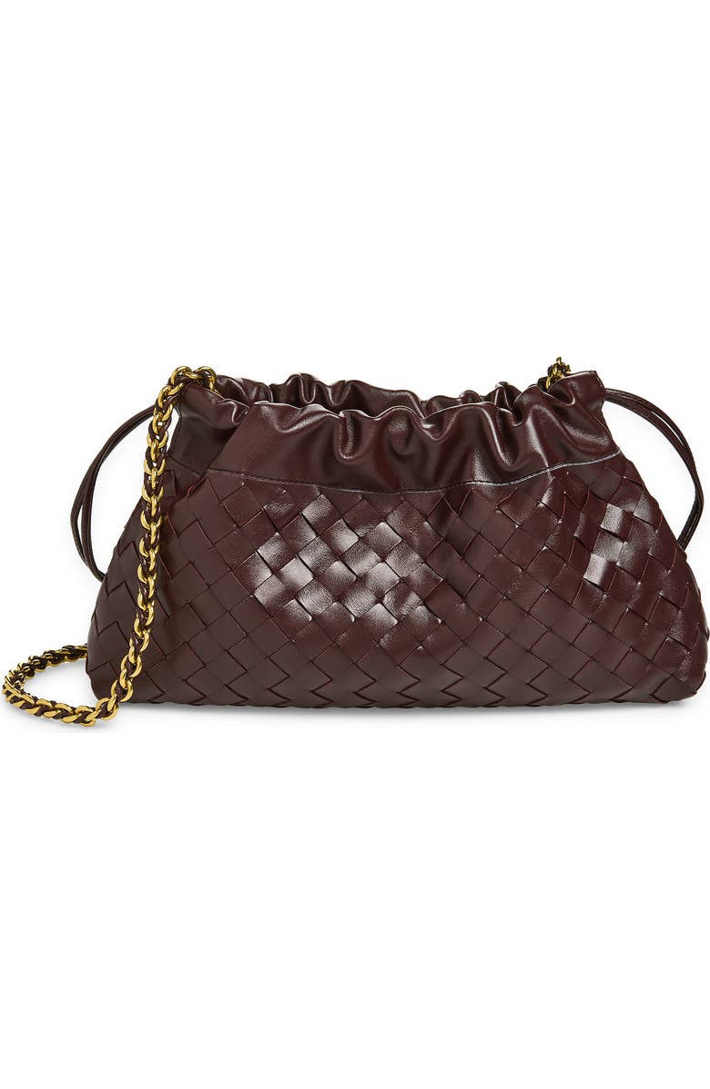 Bottega Veneta Dustbag Intrecciato Leather Shoulder Bag, Main, color, 2264 Dark Barolo-M Brass