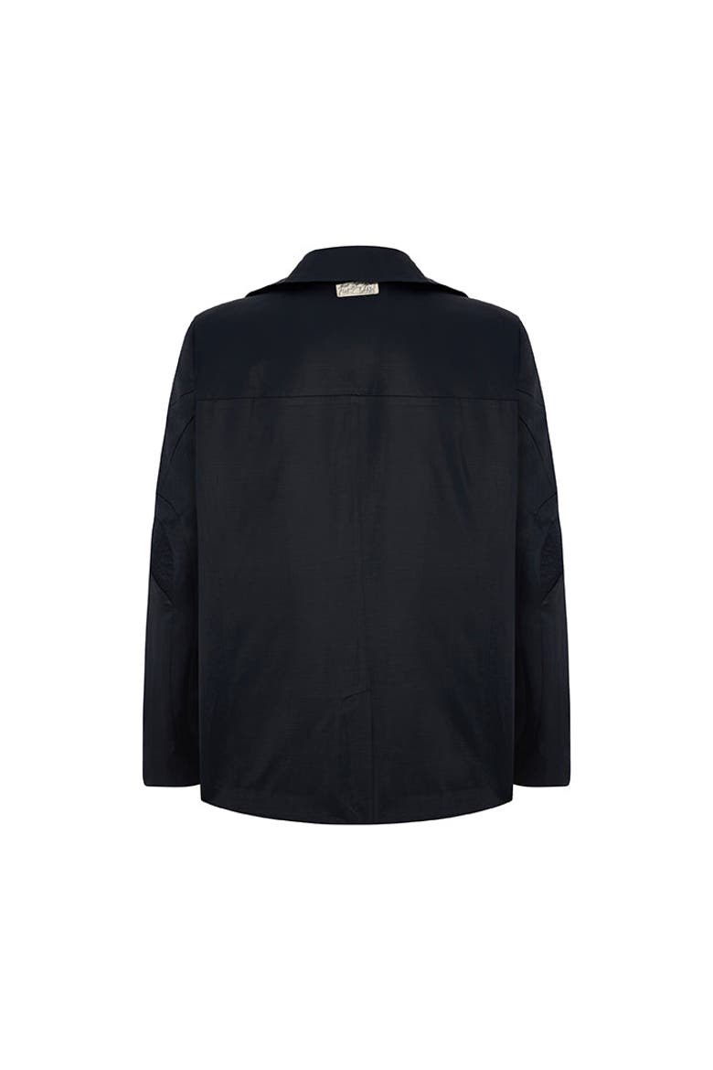 Linen & Cotton Blend Shiny Woven Men Blazer Jacket, Alternate, color, BLACK