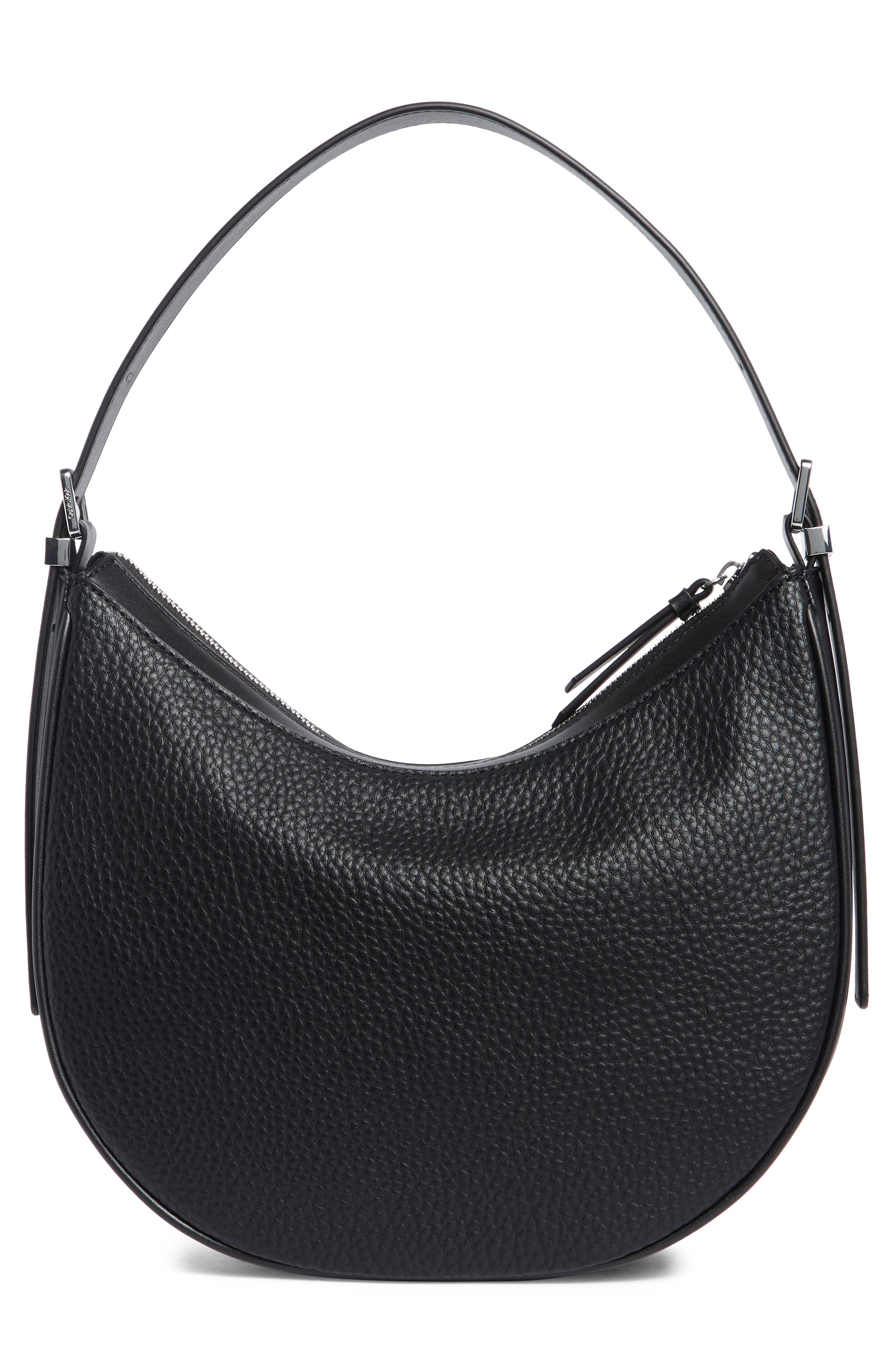 Calvin Klein Liliana Faux Leather Hobo, Alternate, color, Black/ Silver