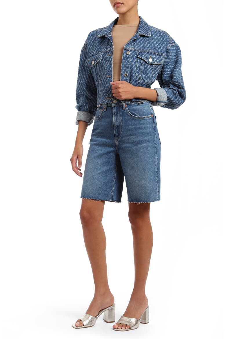 Selina Cutoff Bermuda Denim Shorts, Alternate, color, MID BRUSHED RECYCLED BLUE