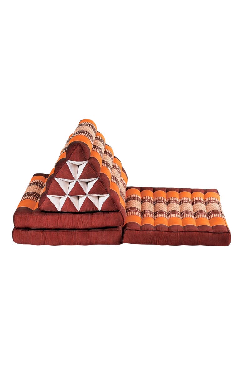 Zafuko Three Fold Thai Cushion, Alternate, color, Burgundy/Blue