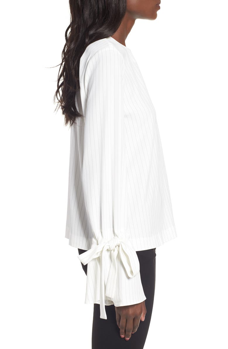 J.O.A. Pinstripe Tie Sleeve Top, Alternate, color, 