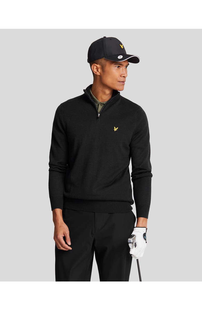 Lyle & Scott Golf Quarter Zip Merino Sweater, Main, color, Jet Black