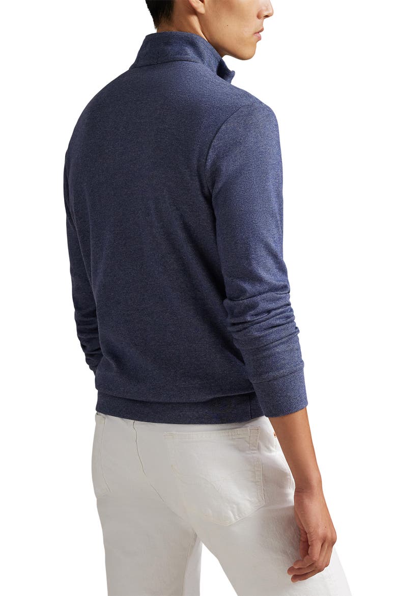 Textured Double Knit Quarter Zip Pullover, Alternate, color, SPRING NAVY HEATHER/ BLACKBOOT