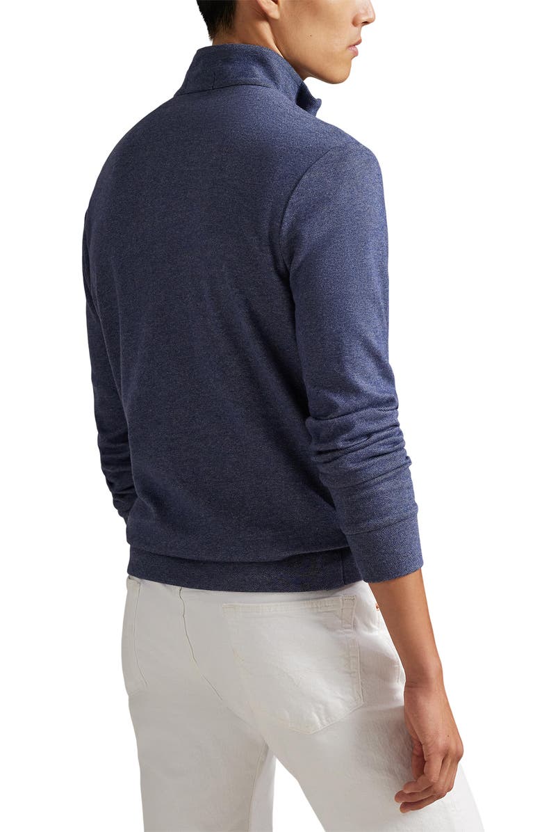 Polo Ralph Lauren Textured Double Knit Quarter Zip Pullover, Alternate, color, Spring Navy Heather/ Nevis