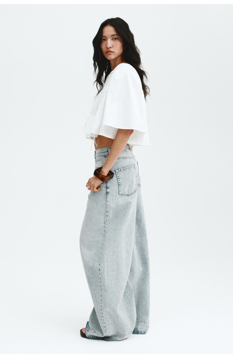 H&M Cropped Cotton Blouse, Alternate, color, White