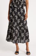 Ellen Tracy Floral Embroidered Cotton Voile Maxi Skirt