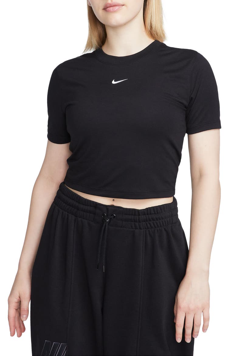 Sportswear Essential Slim Crop Top, Main, color, BLACK