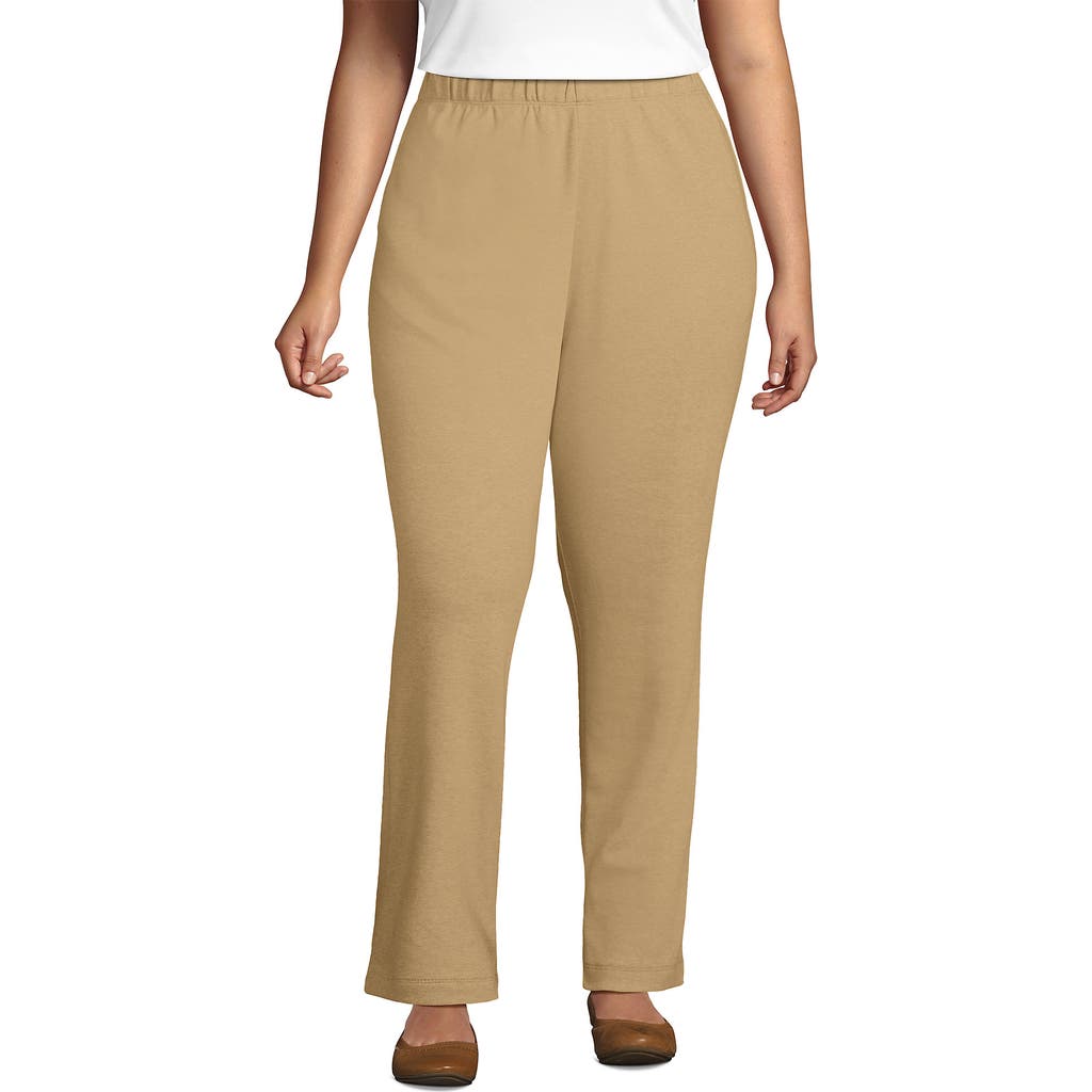 Lands' End Plus Size Sport Knit High Rise Pants In Brown