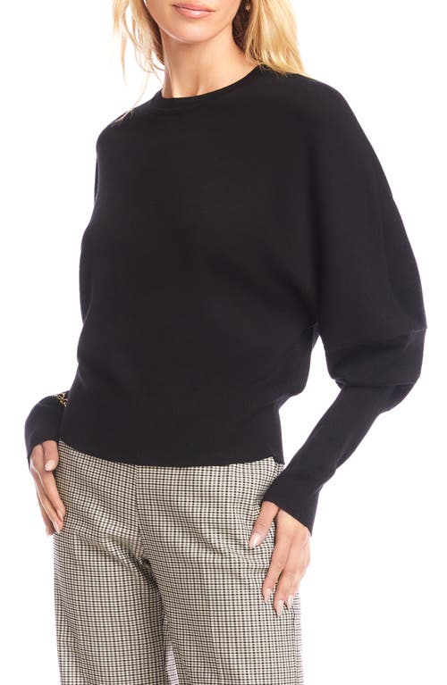 Karen Kane Dolman Sleeve Crewneck Sweater In Black