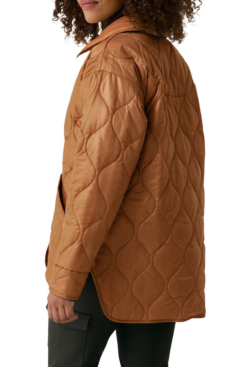 The Quilted Water Repellent Nylon Shacket, Alternate, color, GINGER