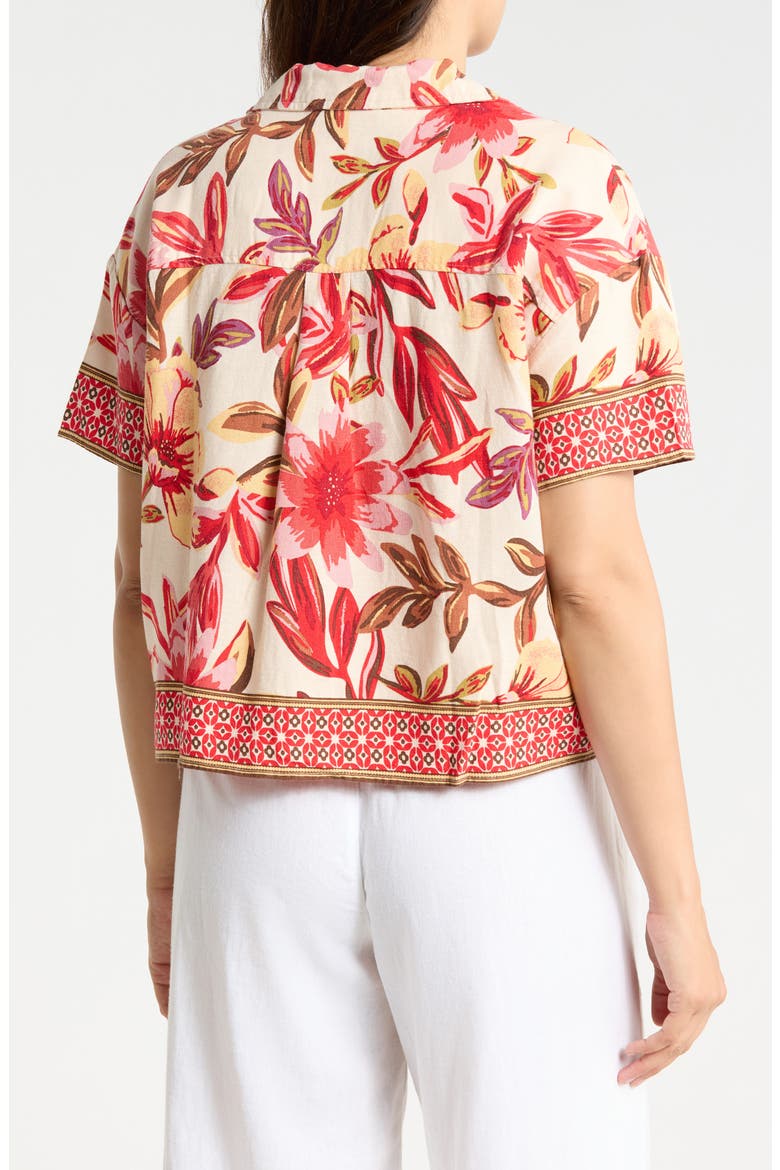 Print Camp Shirt, Alternate, color, CORAL TROPICAL PARADISE