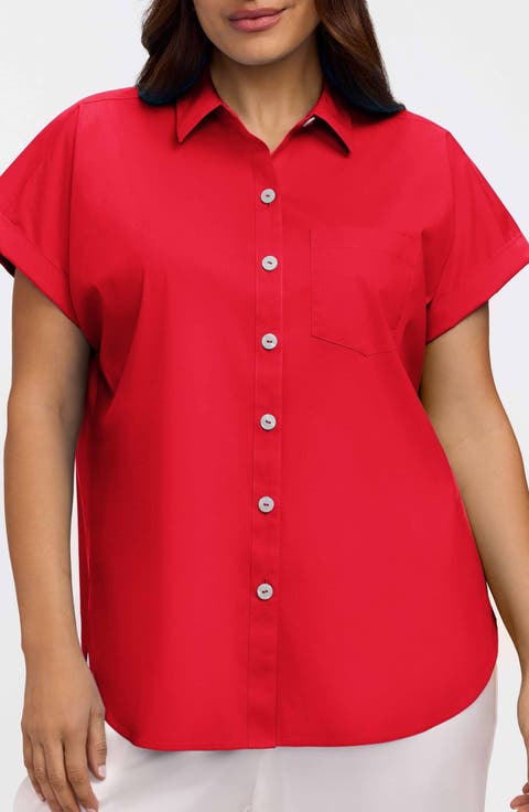 Abigail Short Sleeve Button-Up Shirt (Plus)