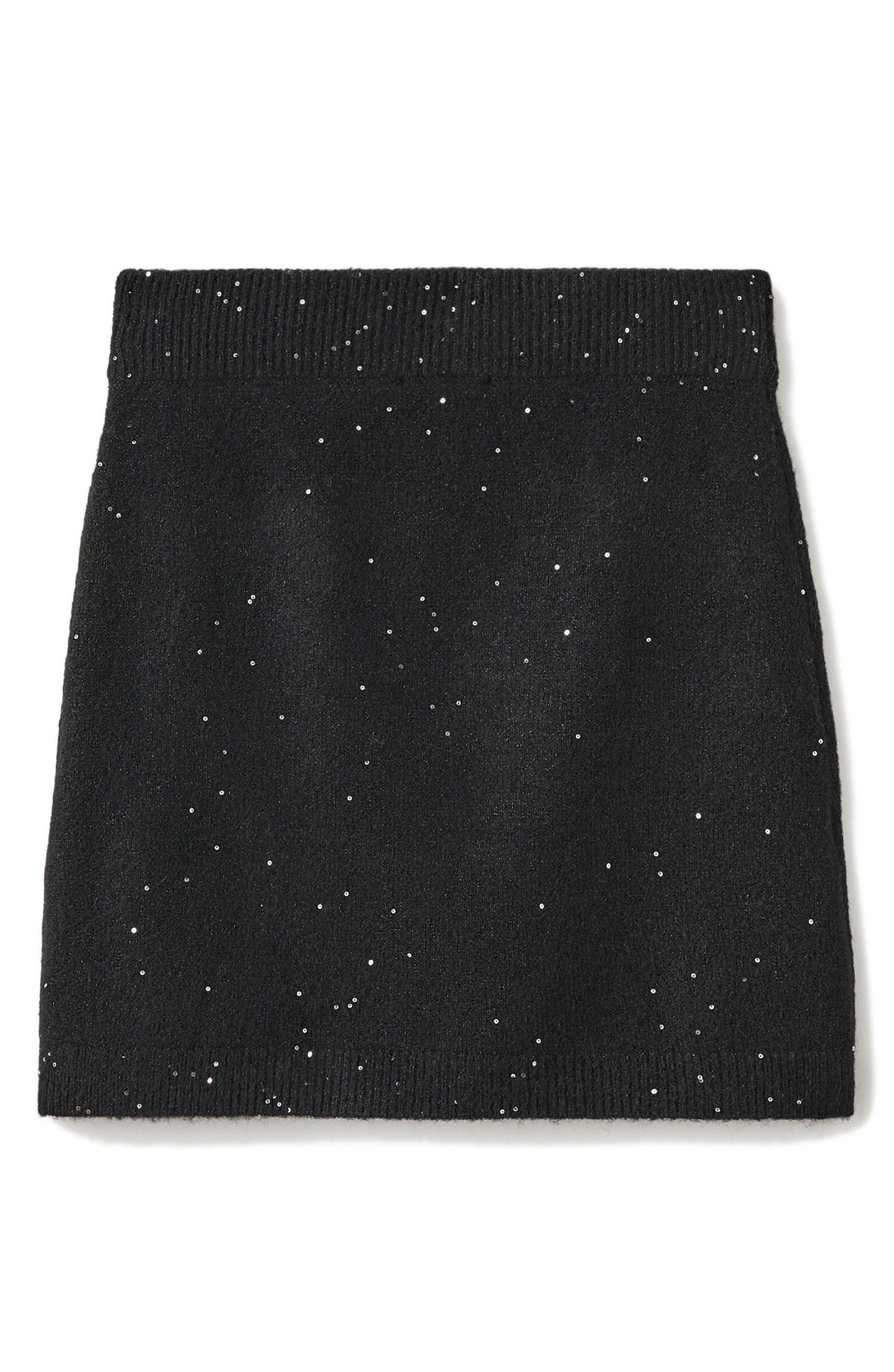 Mango Teen Sequin Knit Skirt In Black