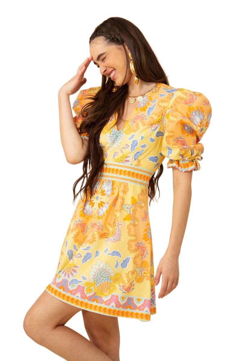 Hale Bob Skylar Poplin Puff Sleeve Dress, Alternate, color, 