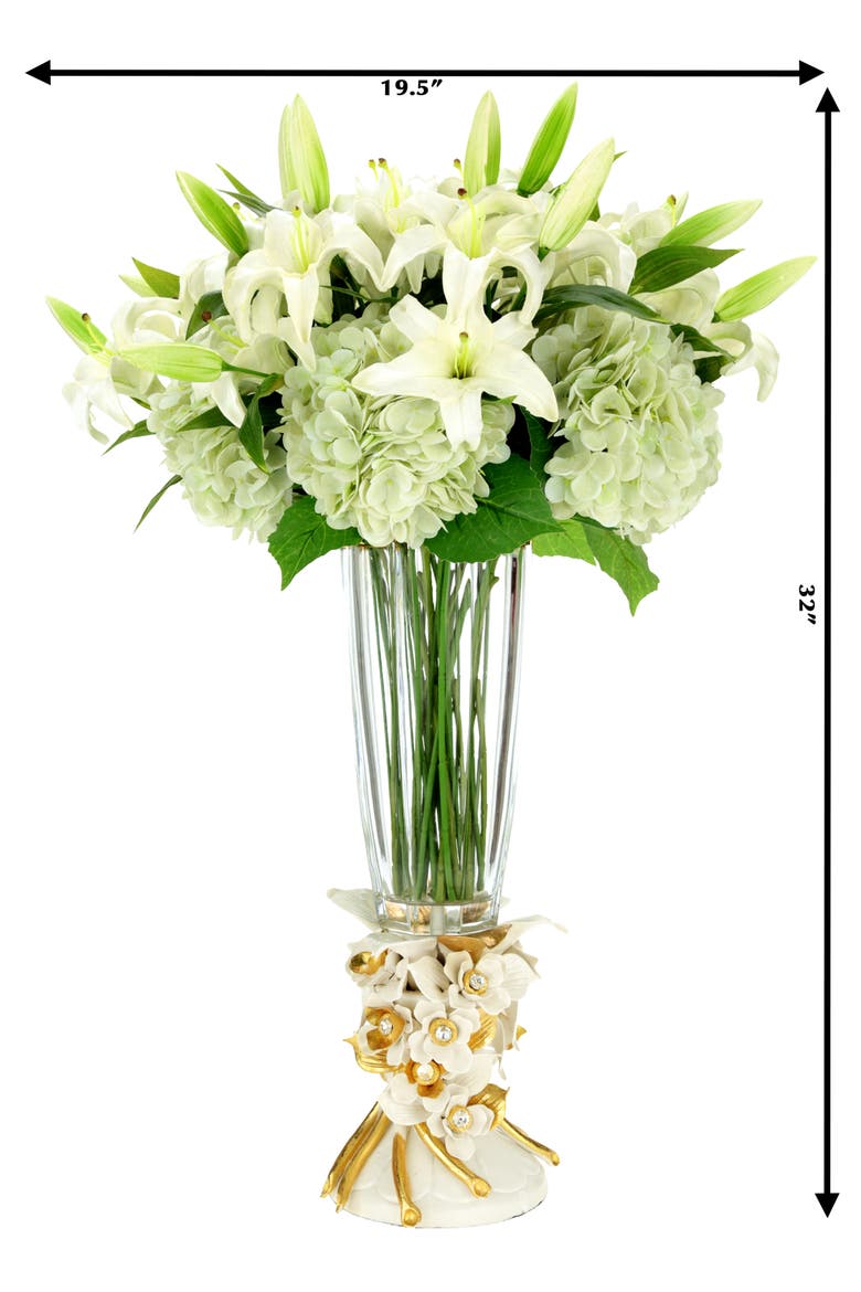 Majestic Lily and Hydrangea in Vase, Alternate, color, Blush