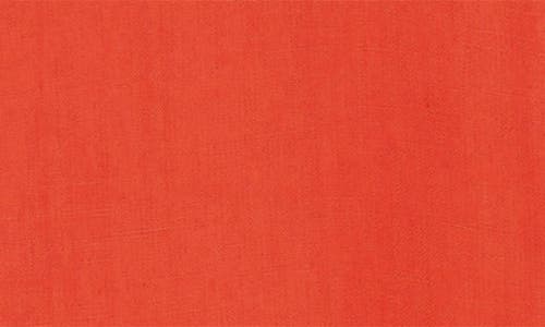 Theory Boxy Short Sleeve Linen Button-down Shirt In Bright Coral