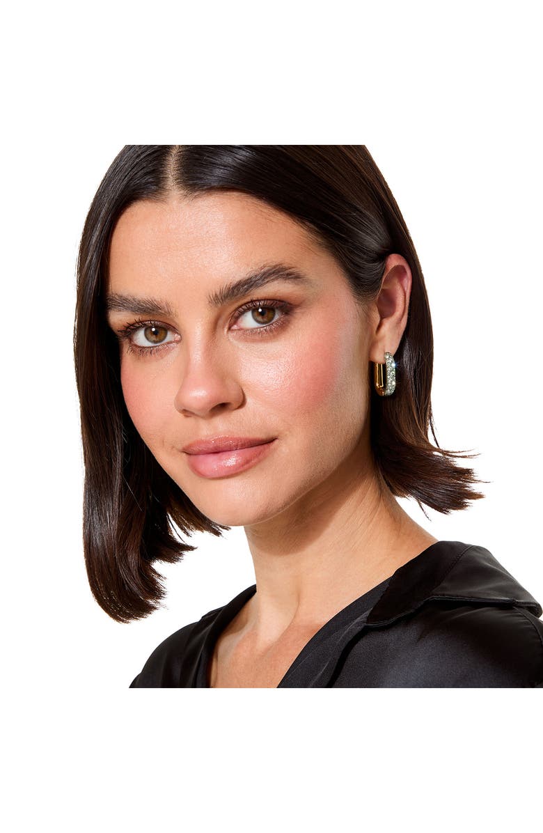 Kurt Geiger London Crystal Pavé Oval Hoop Earrings, Alternate, color, Green