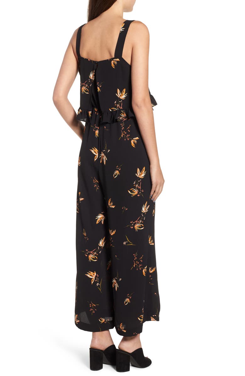 BP. Ruffled Floral Print Jumpsuit, Alternate, color,