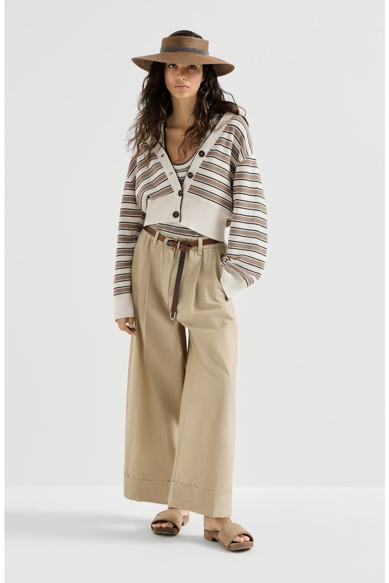 Cotton cardigan with sparkling stripes, Alternate, color, White