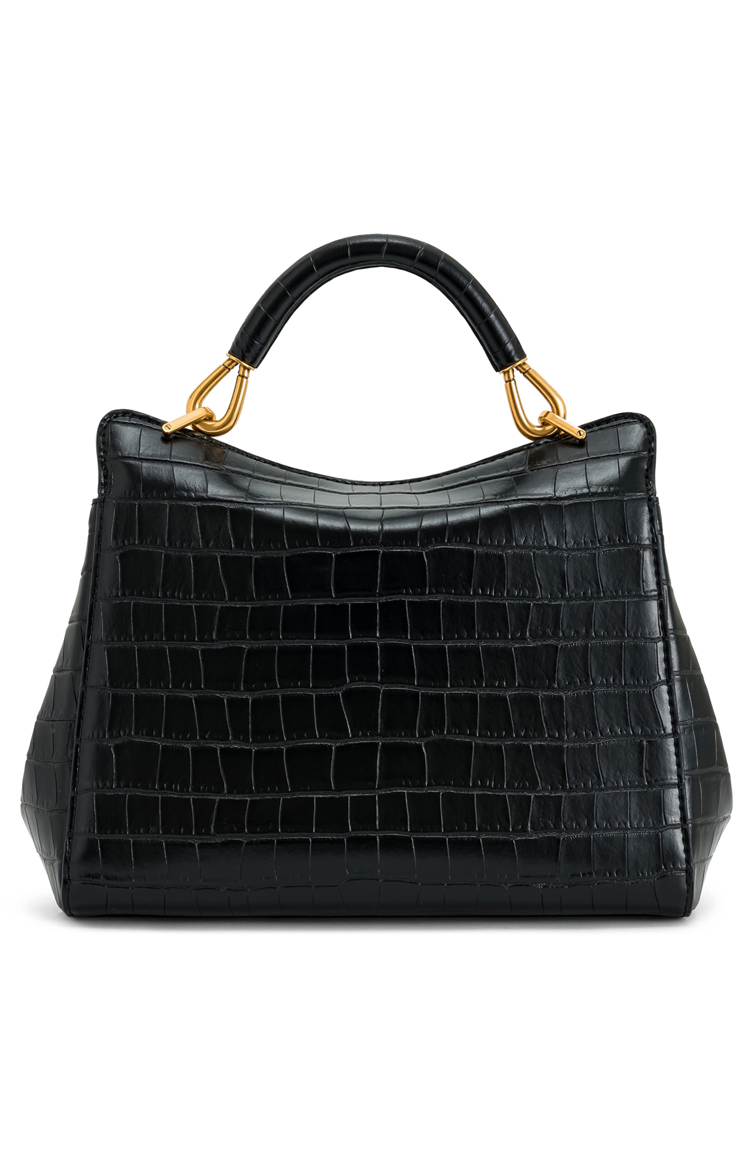JW PEI Lucia Faux Leather Top Handle Bag, Alternate, color, Black Croc