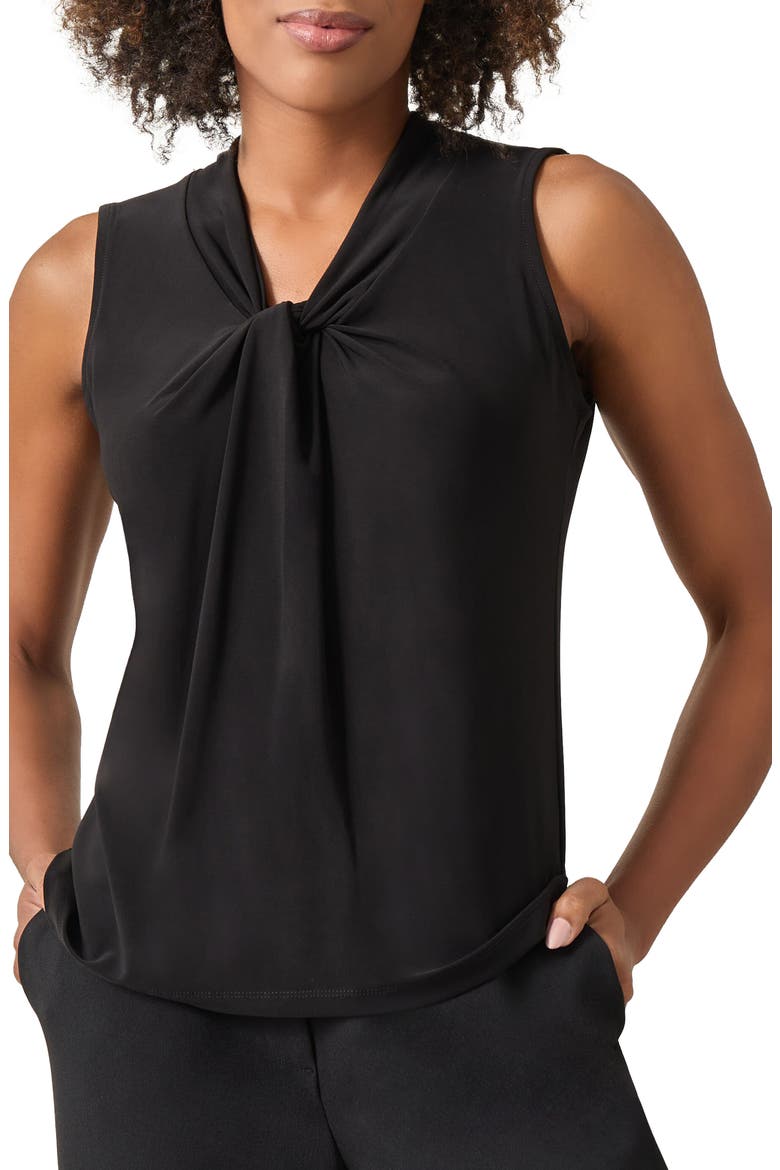 Sleeveless Knot Front Jersey Top, Main, color, BLACK
