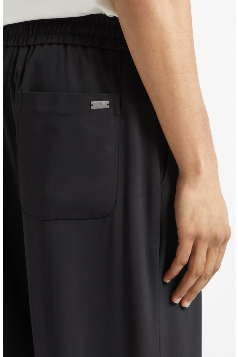 Elastic Waist Wool Gabardine Pants, Alternate, color, NOIR