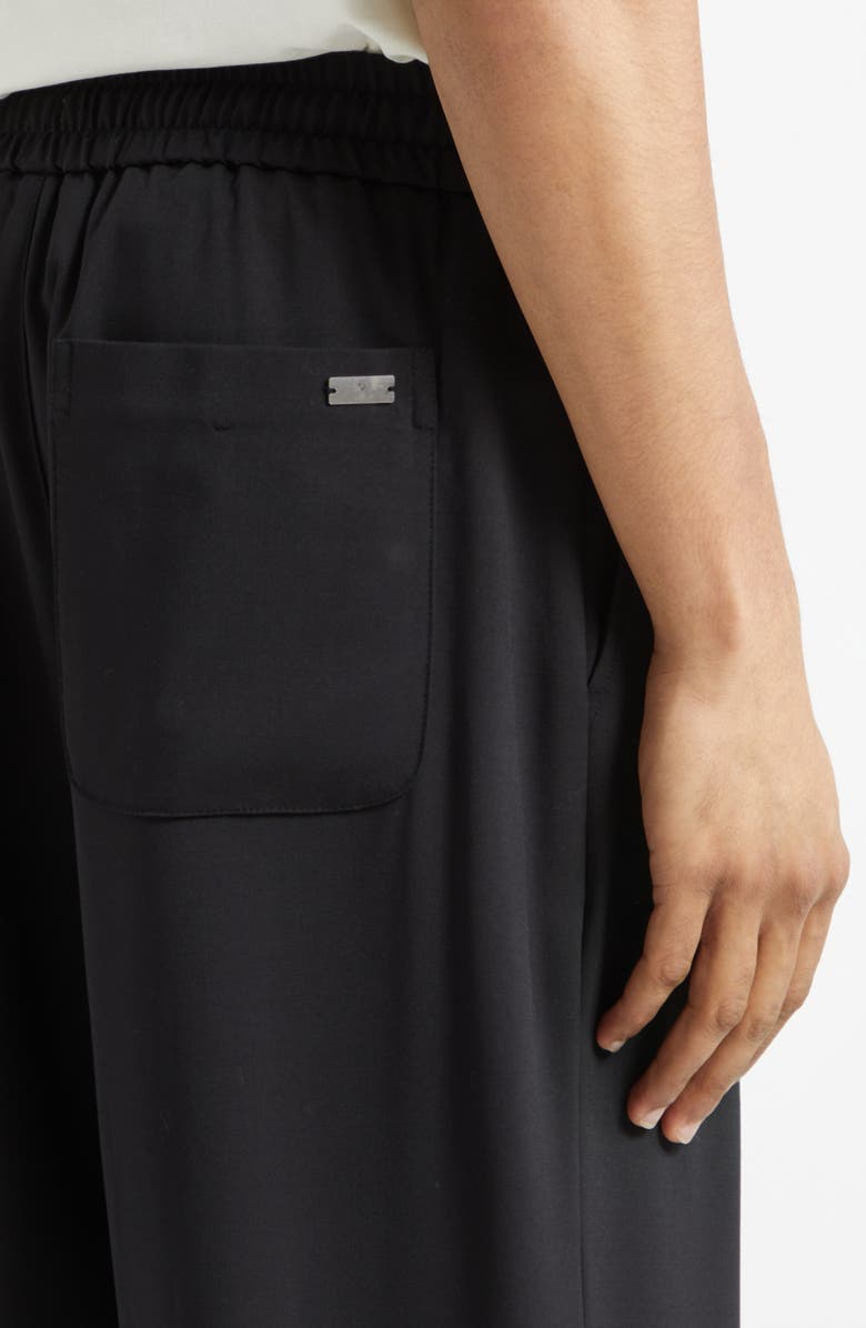 AMI PARIS Elastic Waist Wool Gabardine Pants, Alternate, color, Noir
