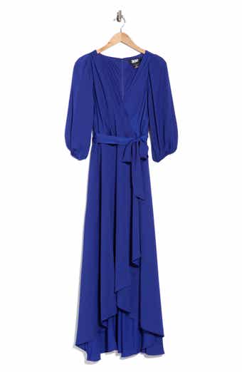 Balloon Sleeve Faux Wrap Dress