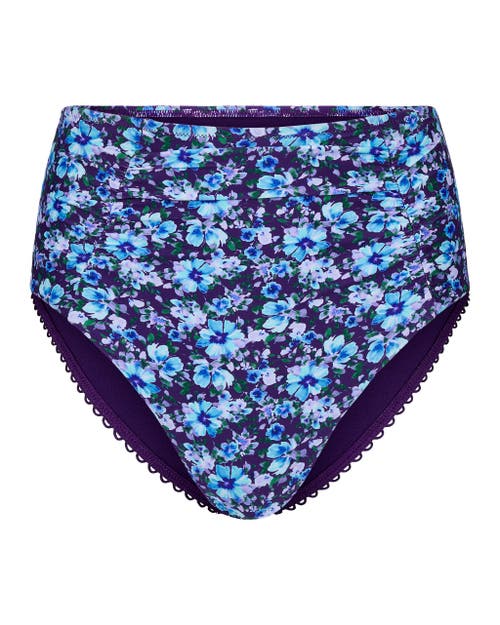 Shop Adore Me Pilar Swimwear High Waisted Bikini Bottom In Floral Purple