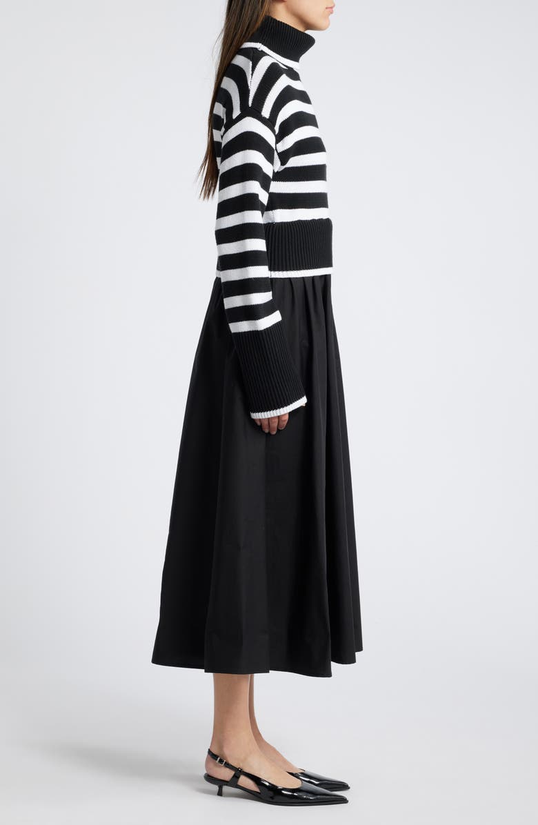 MOON RIVER Mixed Media Long Sleeve Midi Dress, Alternate, color,