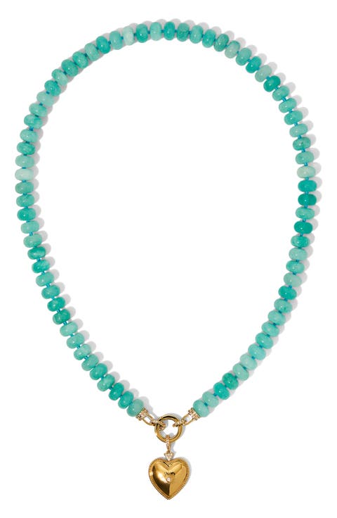 Beads of Paradise Amazonite Heart Pendant Necklace