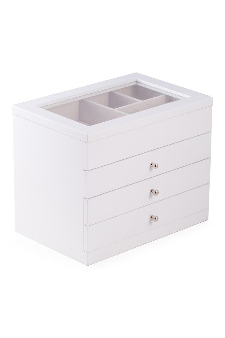 Wood Multilevel Jewelry Box, Main, color, WHITE