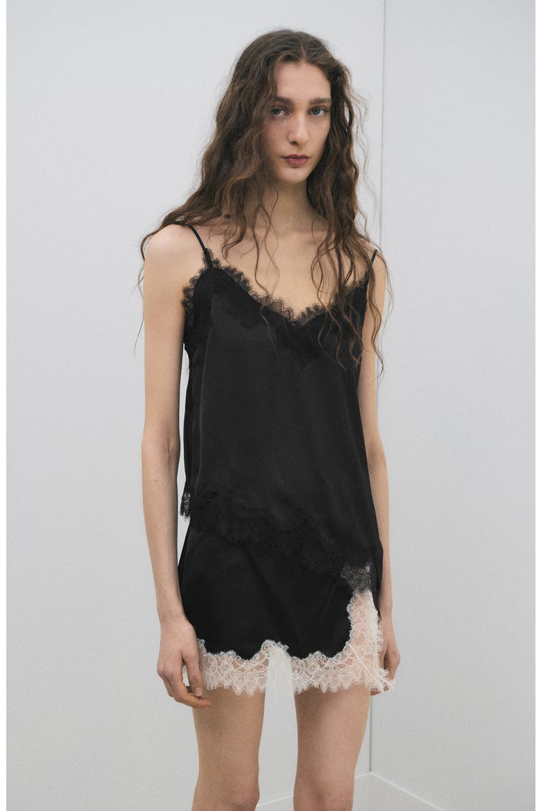 Tity Lace Trim Camisole, Alternate, color, BLACK