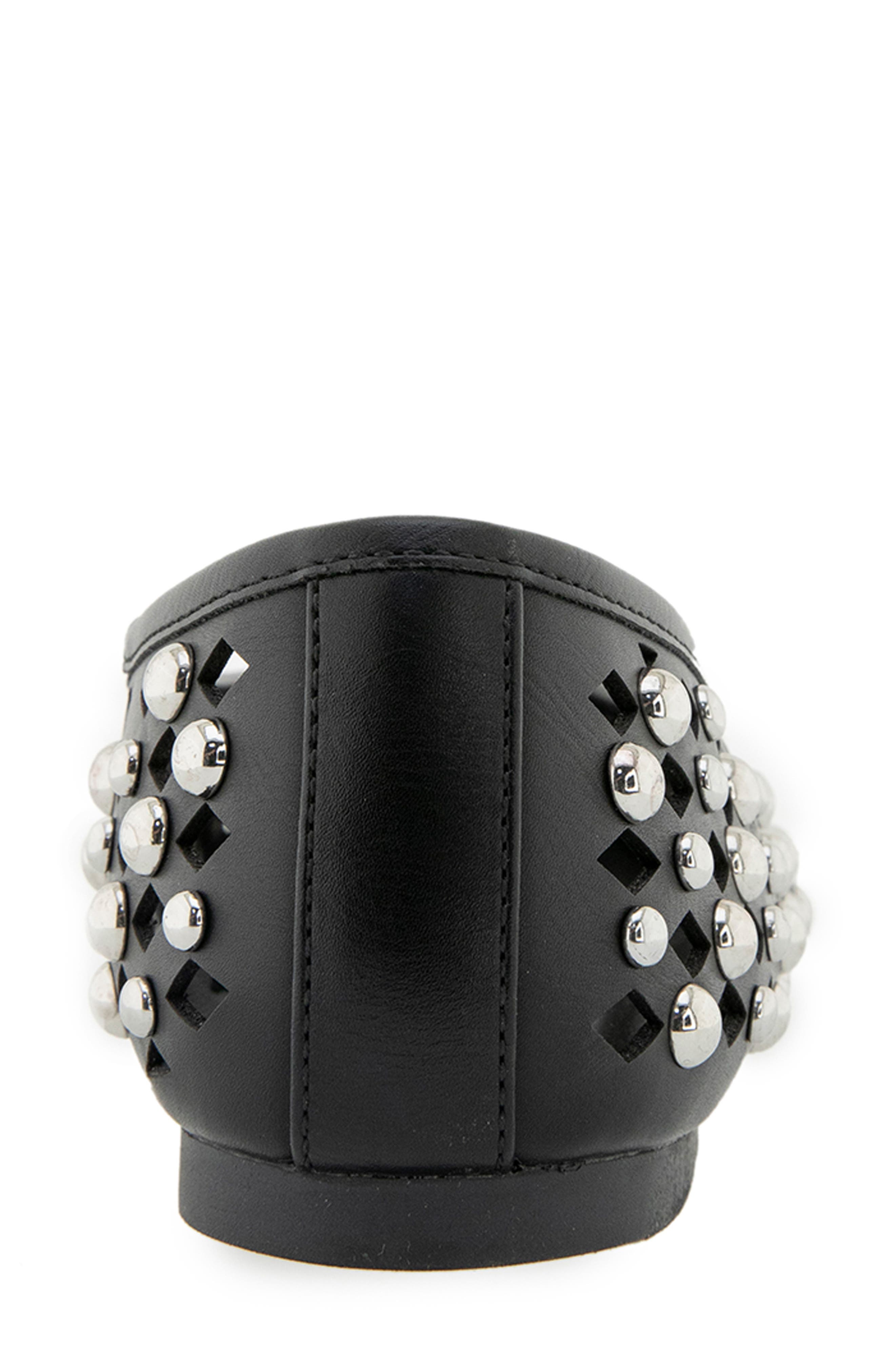 Rebecca Minkoff Delta Studded Flat, Alternate, color, Black