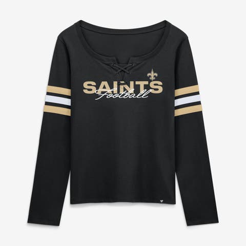 Women's Fanatics Black New Orleans Saints Team First Coverage Scheme Lace-Up Long Sleeve T-Shirt