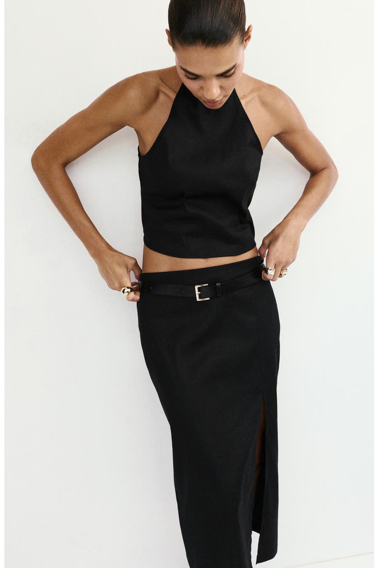 Sleeveless Linen Blend Top, Alternate, color, BLACK