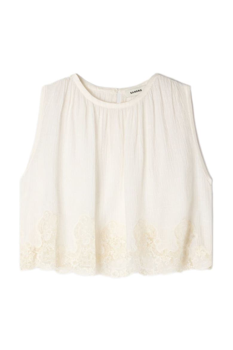 Crepon crop top, Alternate, color, White