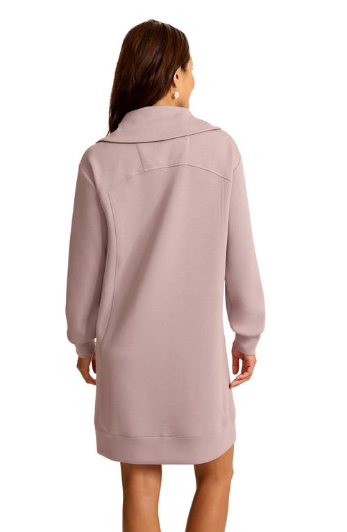 Tommy Bahama Palm Voyage Half-zip Long Sleeve Sweatshirt Dress In Brown