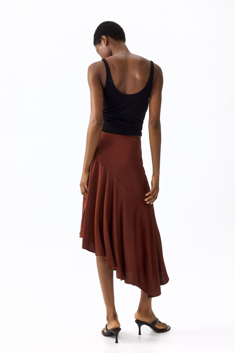 Asymmetric Viscose Skirt, Alternate, color, Rust brown