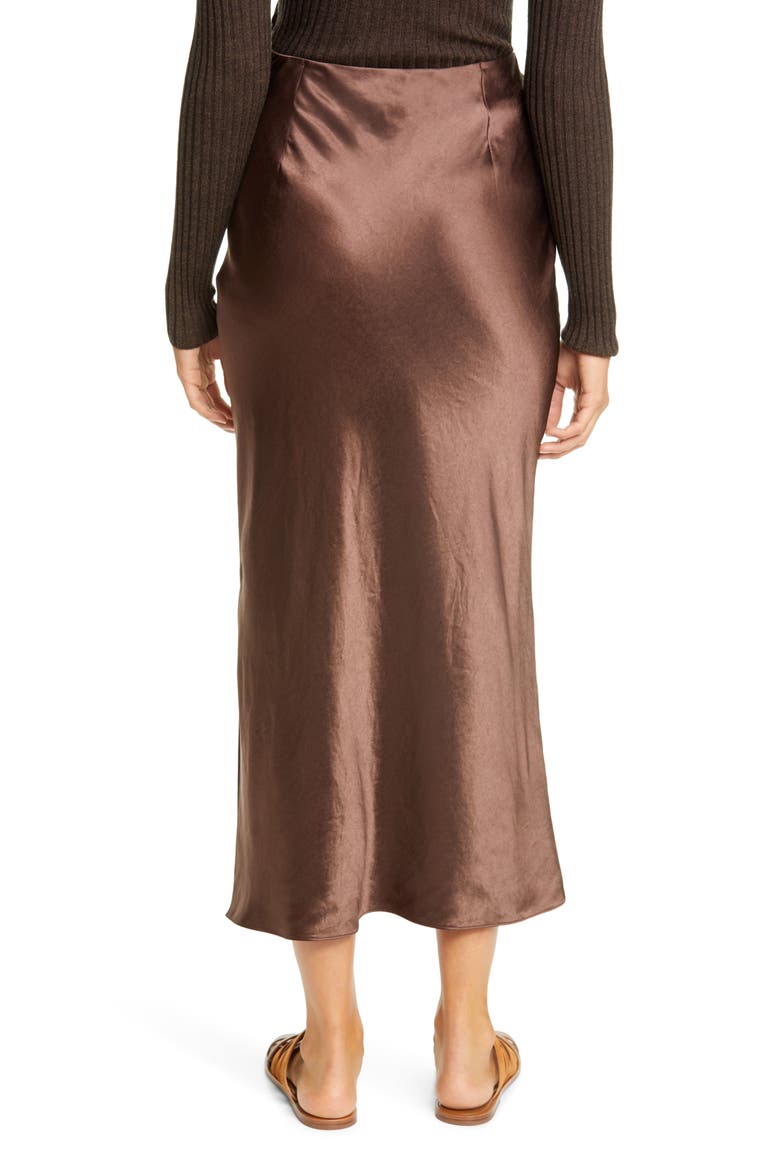 Side Slit Slip Midi Skirt, Alternate, color, BROWN STONE