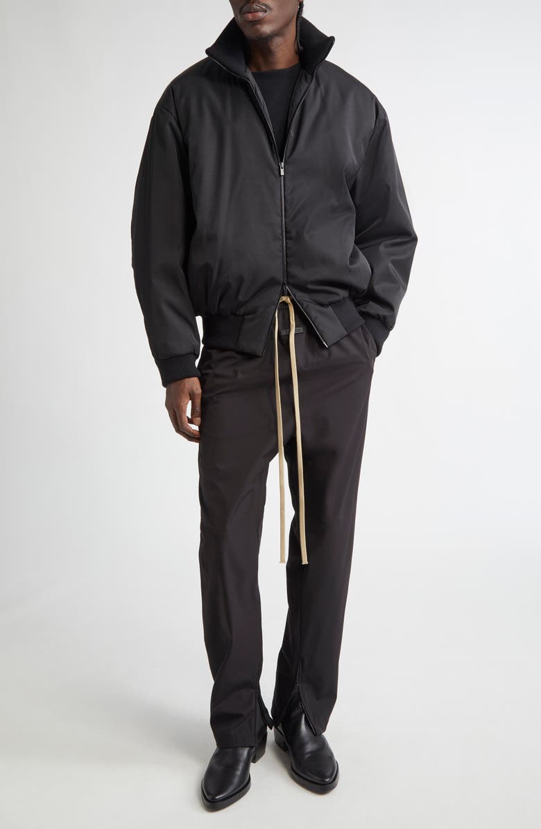 Fear of God High Neck Bomber Jacket, Alternate, color, Black