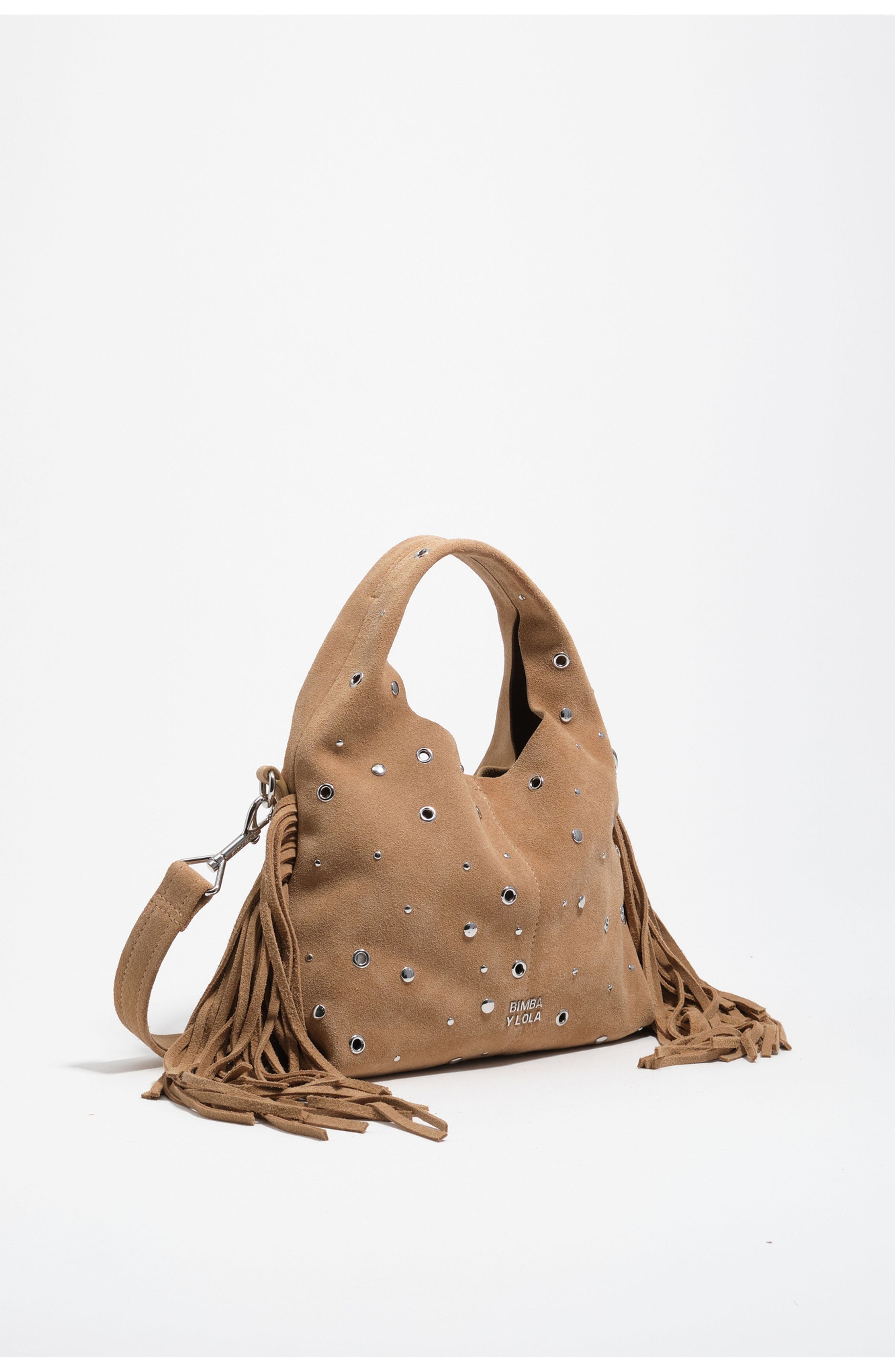 Bimba y Lola Small Paper Suede Handbag, Main, color, Natural