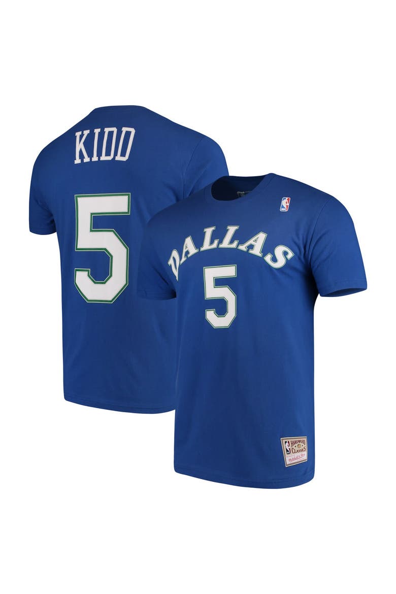 Men's Mitchell & Ness Jason Kidd Blue Dallas Mavericks Hardwood Classics Team Name & Number T-Shirt, Alternate, color, Blue