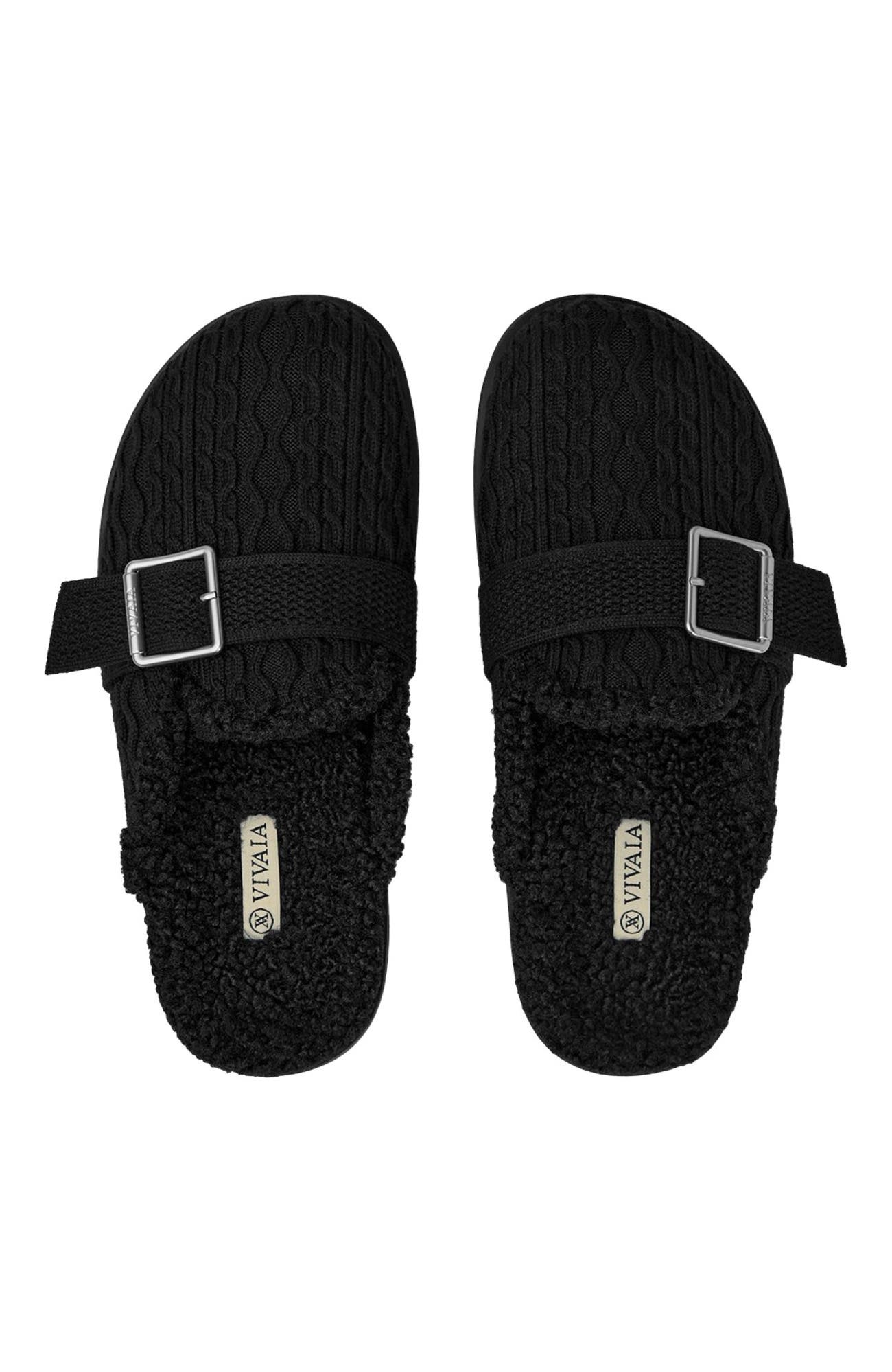 VIVAIA Round-Toe Wool Slippers, Alternate, color, Black