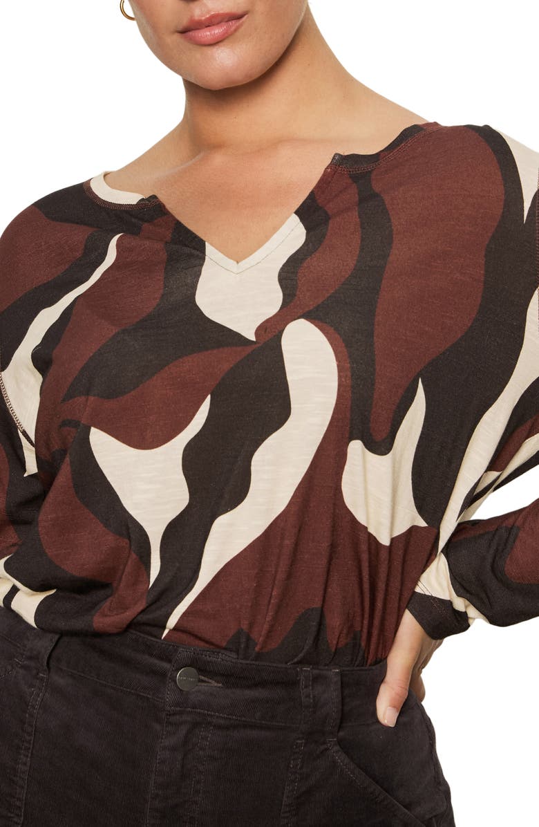 Sanctuary Perfect Notch Print Long Sleeve T-Shirt, Alternate, color, Chicory