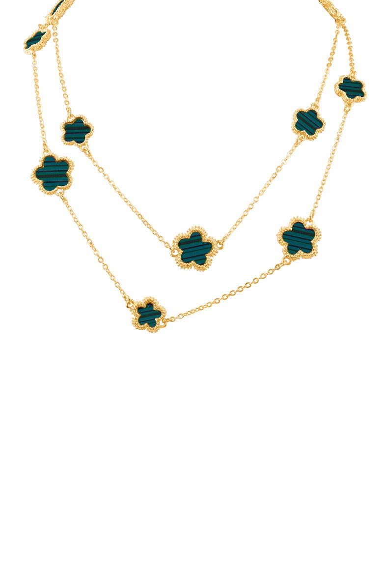 Resin Clover Station Necklace (Nordstrom Exclusive), Main, color, GREEN/GOLD