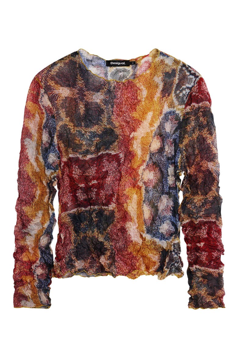 Abstract Print Long Sleeve Shirt, Alternate, color, YELLOW