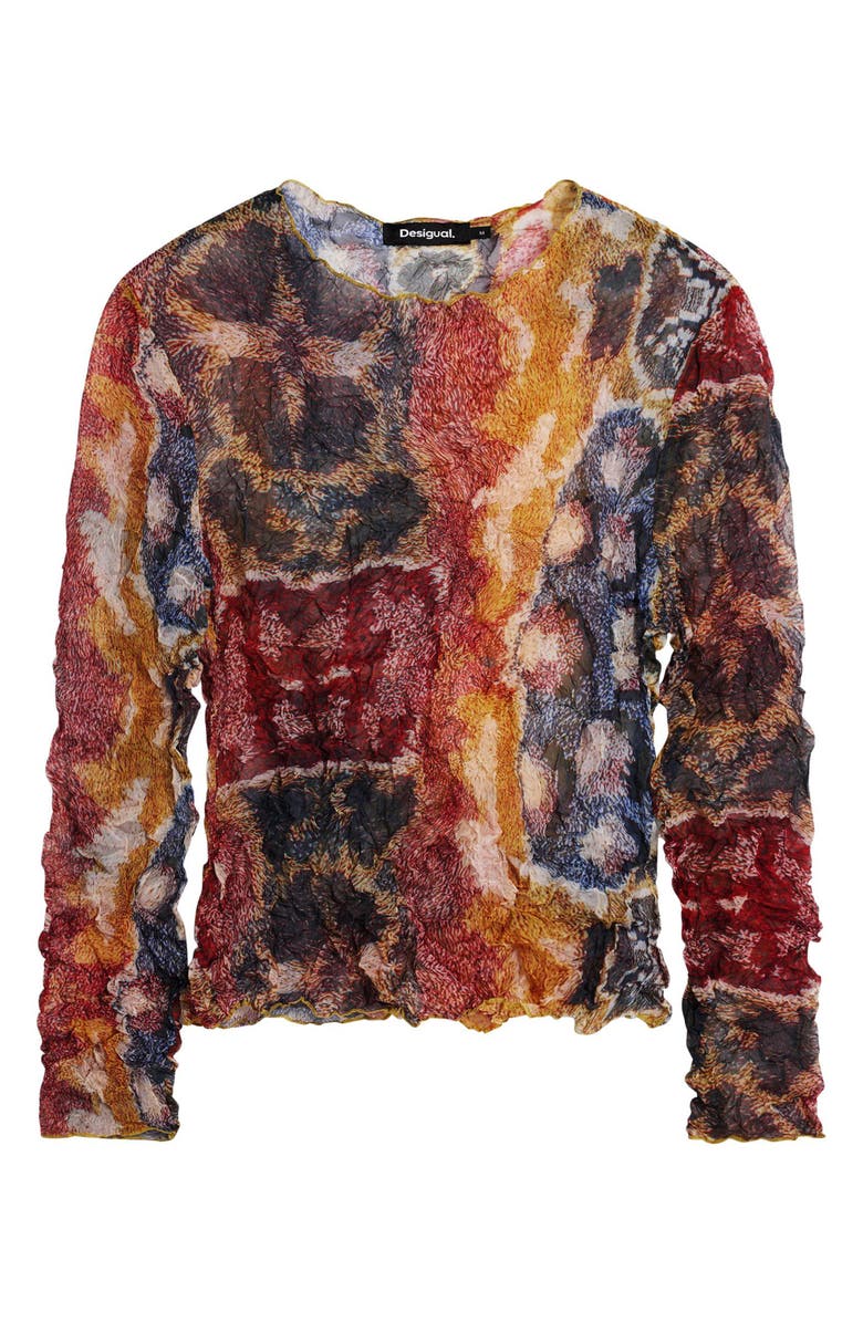 Desigual Abstract Print Long Sleeve Shirt, Alternate, color, Yellow