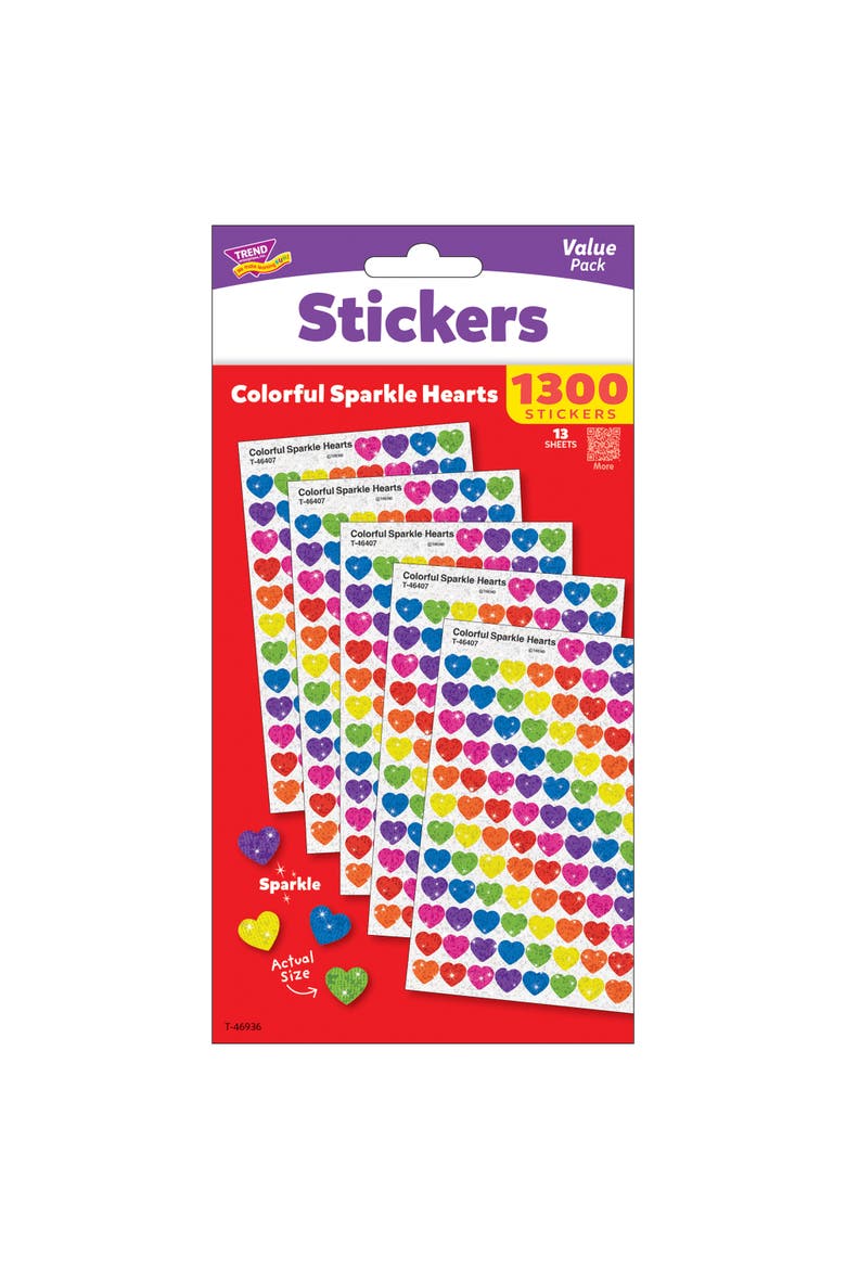 SuperShapes Sparkle Hearts 1300 Count Sticker Pack, Main, color, Multicolored